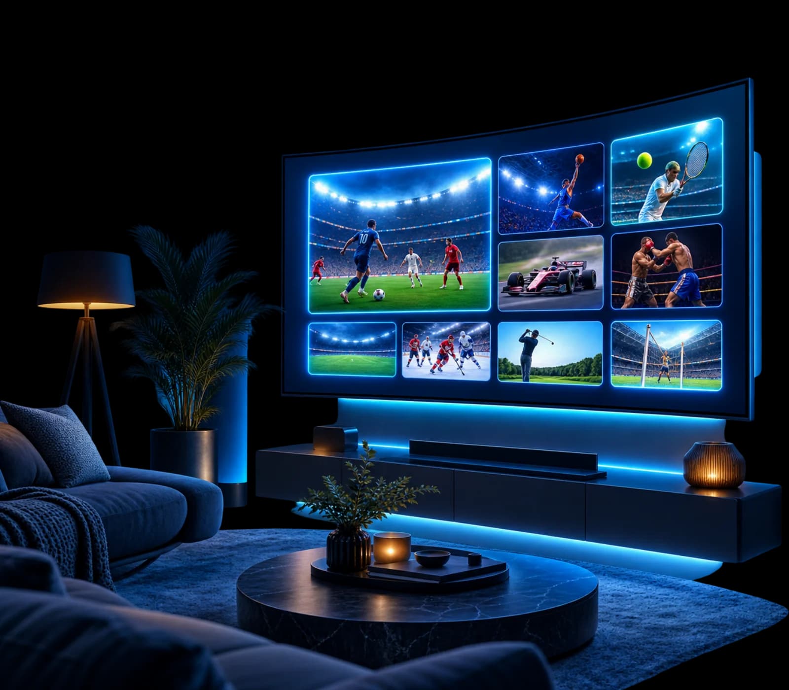 Smart TV a exibir canais desportivos e de entretenimento em direto via IPTV